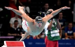 Italian Nicolo' Martinenghi competes in the Men's 100m Breaststroke Final of the Swimming competitions during the Paris 2024 Olympic Games at the Paris La Defense Arena in Paris, France, 28 July 2024. Summer Olympic Games will be held in Paris from 26 Jul