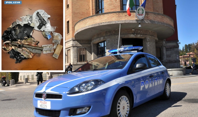 Armi e munizioni rivenute nella grotta al Campo dei Fiori