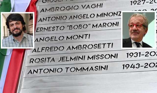 L’iscrizione nel Famedio e nei riquadri Marco Pinti e Roberto Maroni