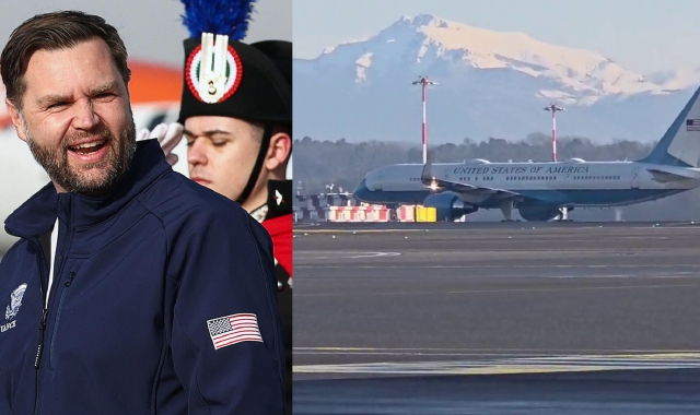 Il vicepresidente Usa J.D. Vance e l’Air Force Two in atterraggio a Malpensa