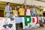 SCHIRANNA PRESENTAZIONE INAUGURAZIONE FESTA DELL'UNITÀ 2023 NELLA FOTO ALESSANDRO ALFIERI, SAMUELE ASTUTI, GIOVANNI CORBO, ALICE BERNARDONI, MASSIMO BERNASCONI COORDINATORE FESTA