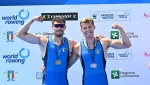 VARESE. CANOTTAGGIO. COPPA DEL MONDO 2025. WORLD ROWING CUP. 3¡ GIORNATA. FINALI E PREMIAZIONI NELLA FOTO GABRIEL SOARES, MEDAGLIA DÕARGENTO, ALLA PREMIAZIONE