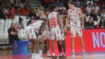 VARESE. BASKET. AMICHEVOLE OPENJOBMETIS VARESE-BLU BERGAMO NELLA FOTO MOORE LIBRIZZI MOODY LADURNER FREEMAN CON KASTRITIS