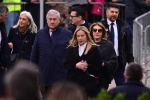 Italian Prime Minister Giorgia Meloni (C) and Italian Deputy Prime Minister and Foreign Minister Antonio Tajani attend the funeral of the Lega Nord party founder Umberto Bossi, in Pontida, Italy, 22 March 2026. The Lega Nord founder died on 19 March 2026,