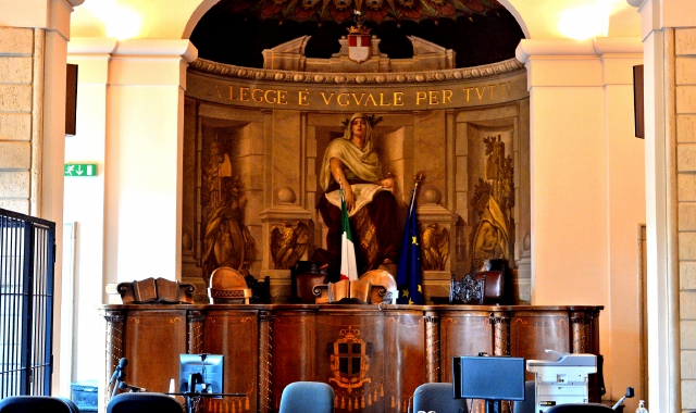 L’aula dei processi al Tribunale di Varese