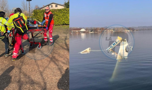 Le operazioni di soccorso e l’aliante precipitato (foto Angelo Puricelli - Agenzia Blitz)