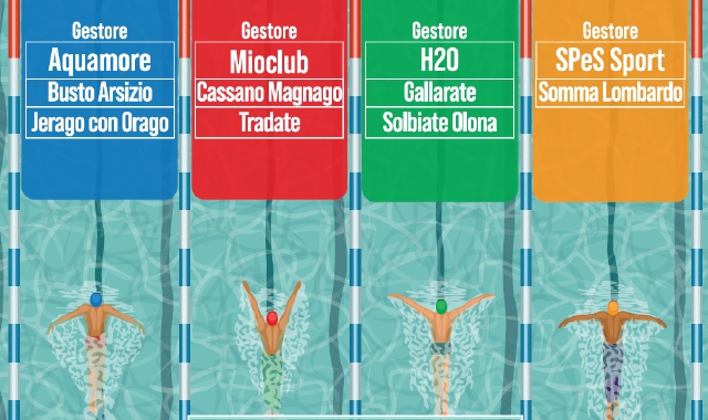 Nel grafico come è suddivisa in zona la gestione delle piscine pubbliche