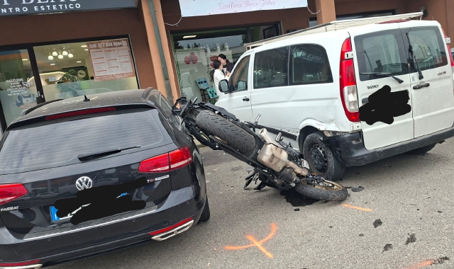La moto dopo l’incidente