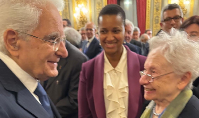Il presidente Sergio Mattarella con Rosalba Canetta