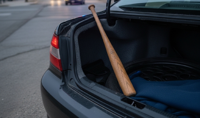 I carabinieri hanno trovato la mazza da baseball in auto (foto IA)