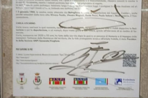 Imbrattata la targa dei partigiani