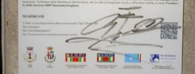 Imbrattata la targa dei partigiani