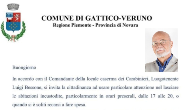 «Tanti furti: restate in casa tra le 17 e le 20»