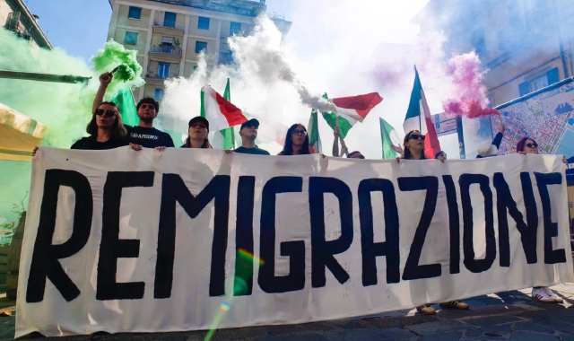 Una manifestazione del “Comitato Remigrazione e Riconquista”