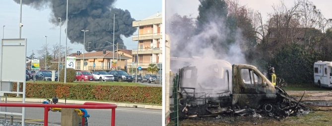 Camper in fiamme col proprietario dentro: l’uomo esce e si salva