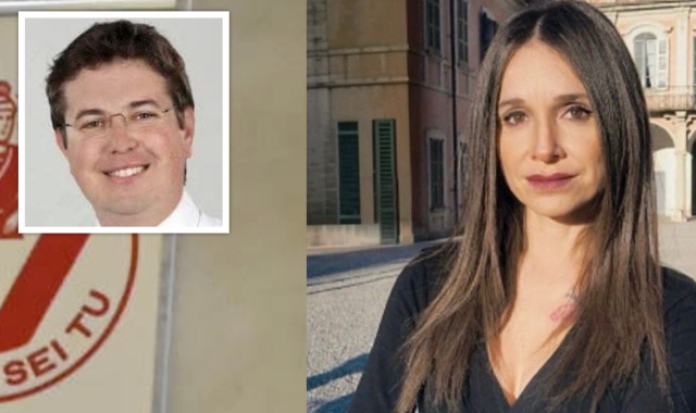 Stefania Bardelli e nel riquadro la foto di Andrea Cassani giovane postata dalla “bersagliera” sui social