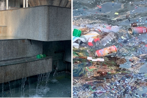 Ciao Carnevale, resta la fontana piena di rifiuti