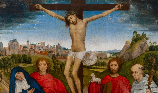 Quattro artisti davanti al Crocifisso