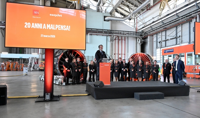 La cerimonia a Malpensa per i vent’anni di EasyJet  (foto Angelo Puricelli)