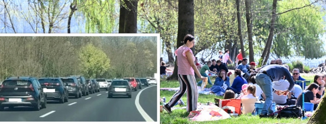 Bel tempo, esodo sui laghi, traffico in tilt