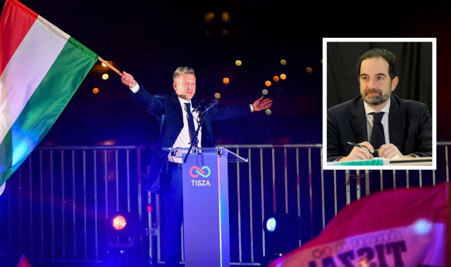 la vittoria di Peter Magyar e nel riquadro Alessandro Alfieri