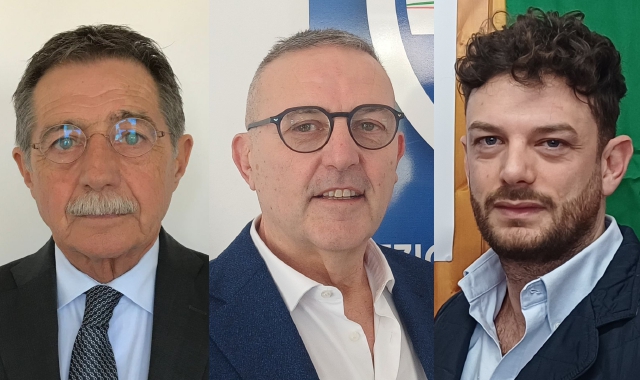 I tre candidati. Da sinistra Mario Ceriotti, Gilberto Cimmino e Gianluca Marta