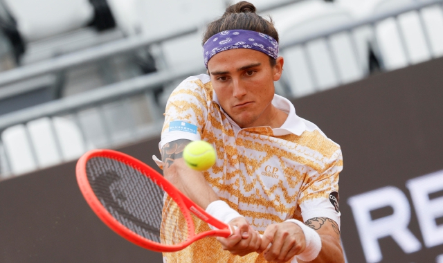 Mattia Bellucci durante il match contro Landaluce (foto Fabio Frustaci/ANSA)